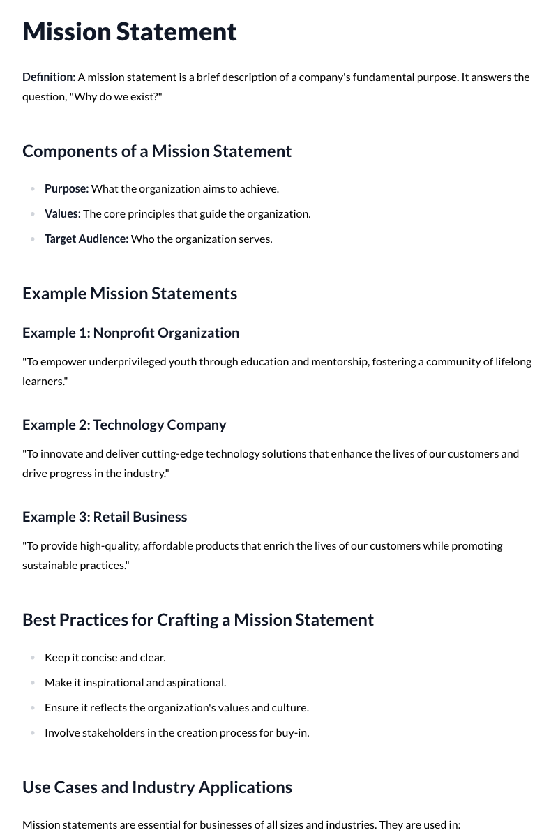 Mission Statements Template