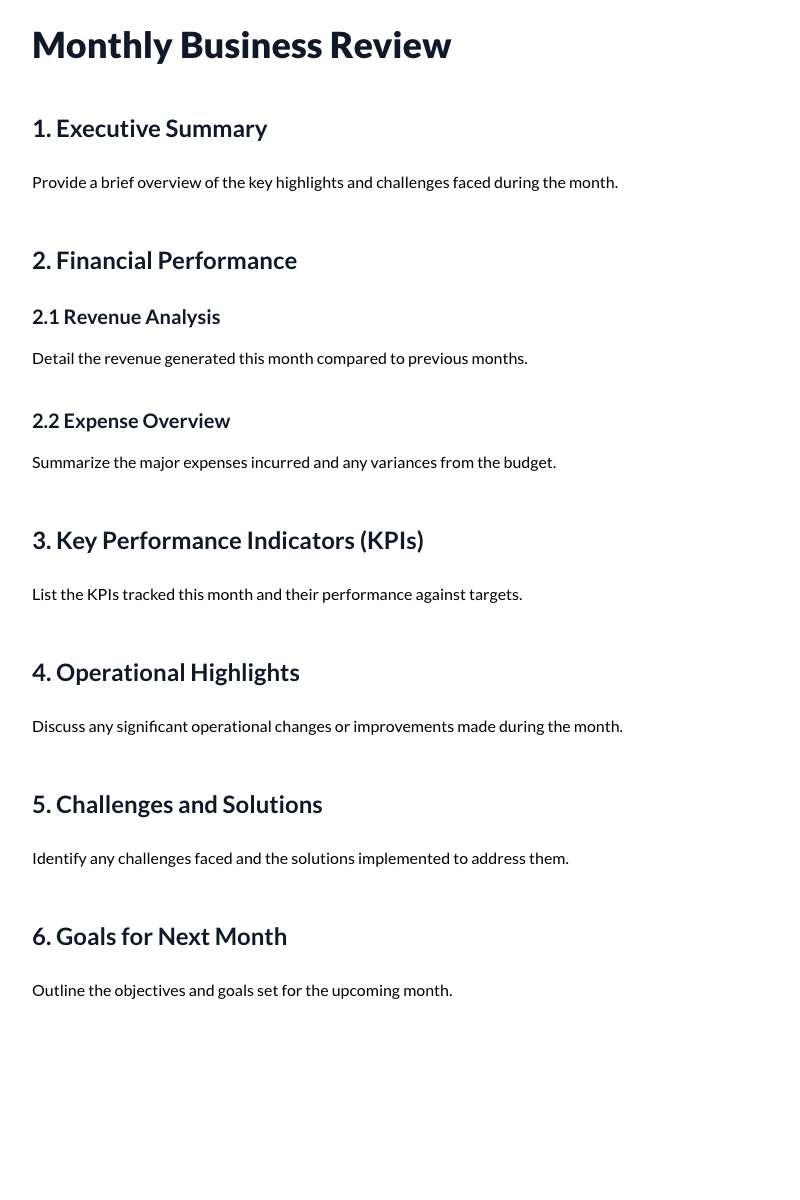 Monthly Business Review Template