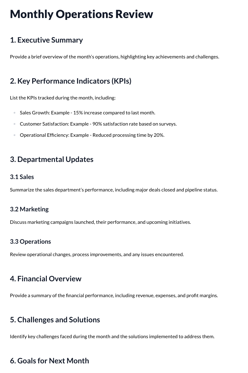 Monthly Operations Review