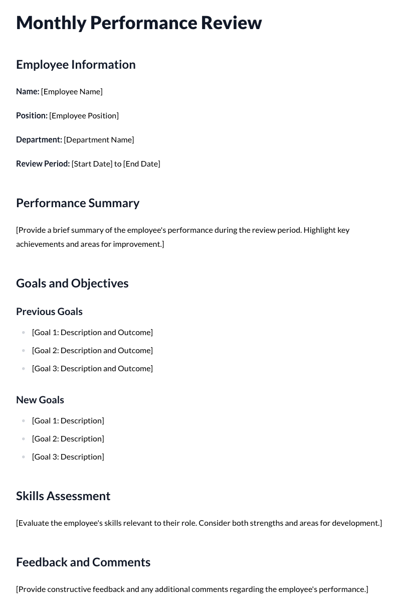 Monthly Performance Review