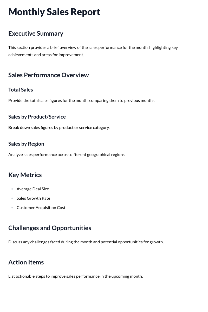 Monthly Sales Report