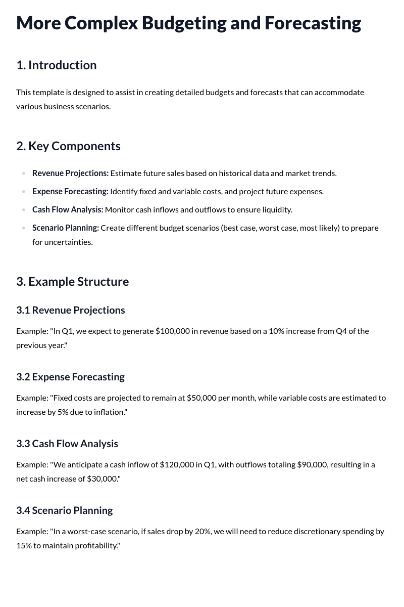 More Complex Budgeting and Forecasting