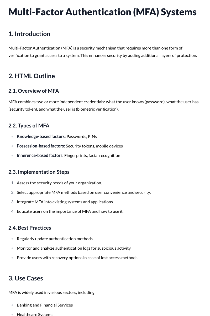 Multi-Factor Authentication (MFA) Systems
