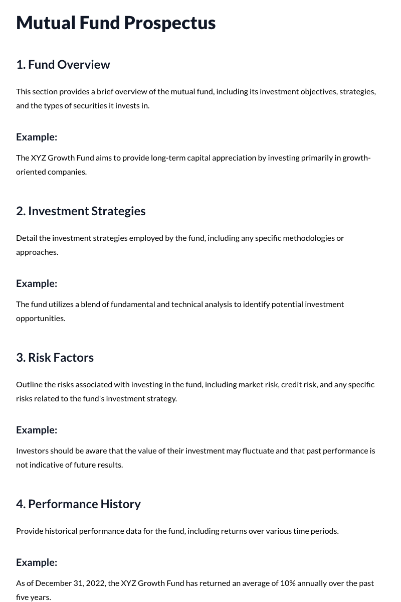 Mutual Fund Prospectus Template