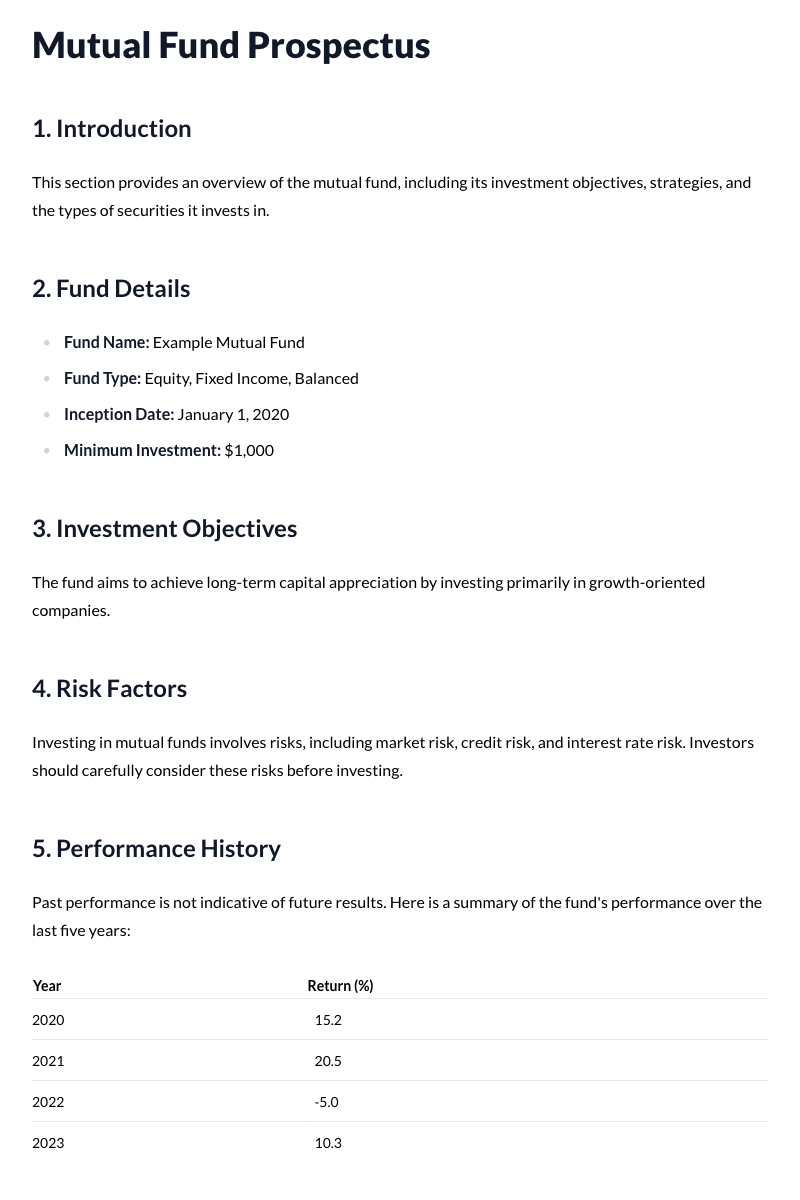 Mutual Fund Prospectuses