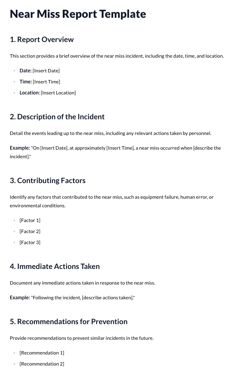 Near Miss Reports