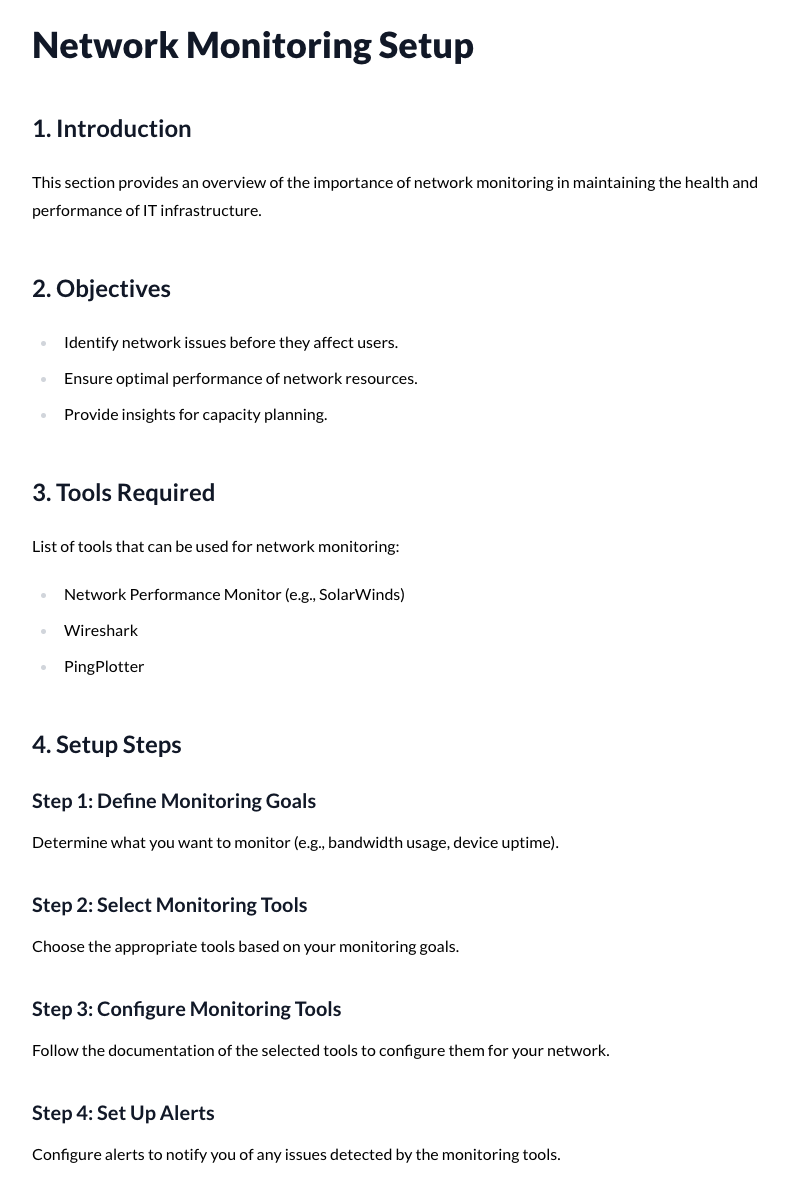 Network Monitoring Setup Template