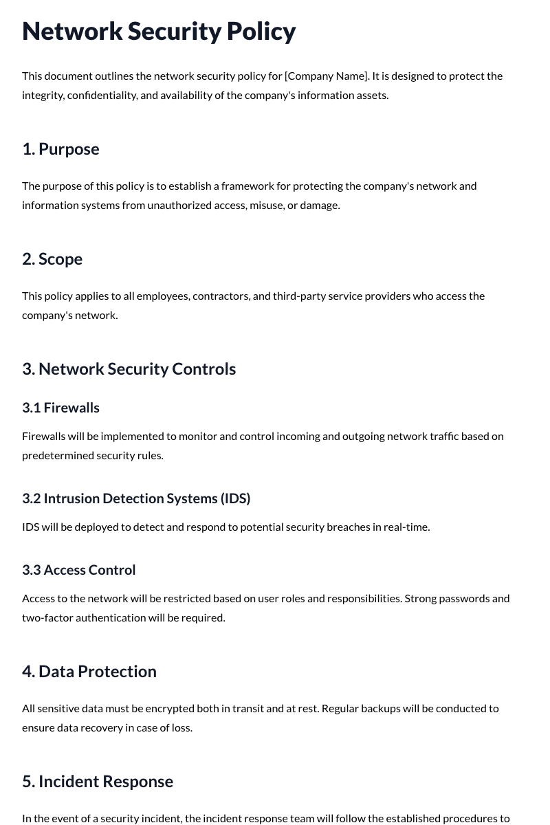 Network Security Policy Template