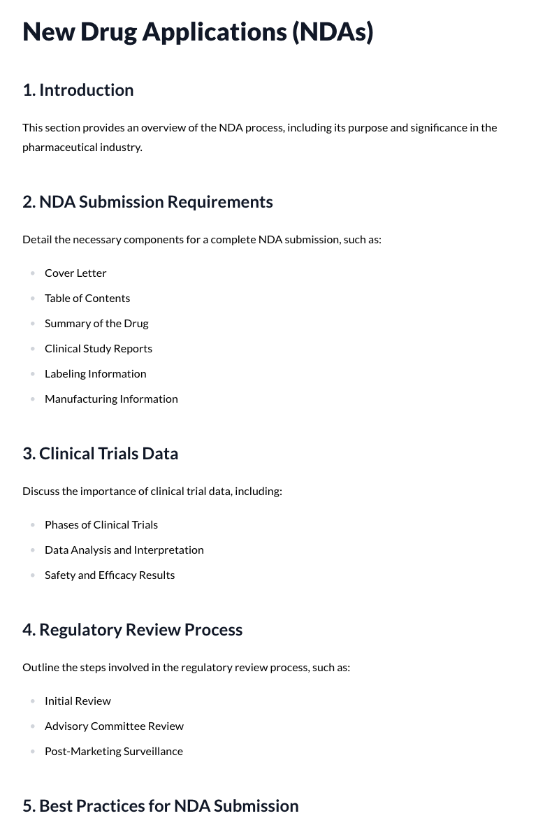 New Drug Applications (NDAs) Template