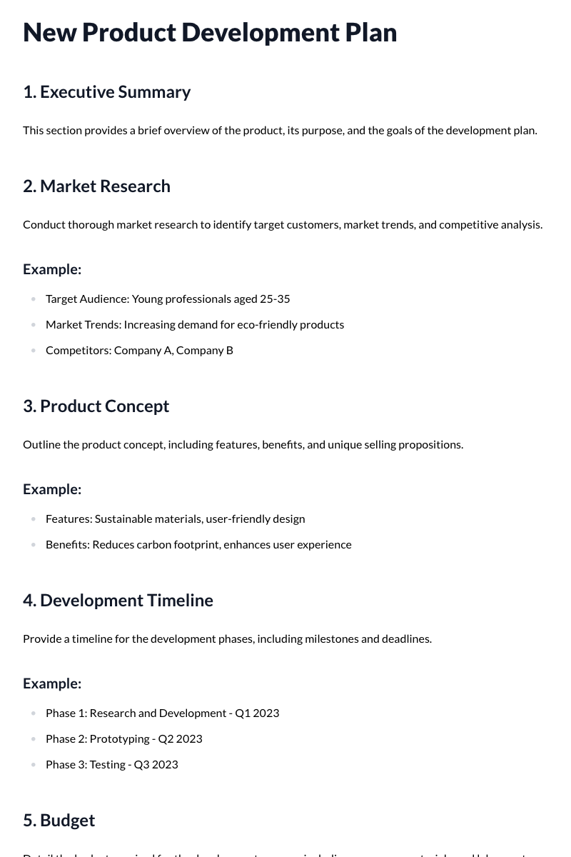 New Product Development Plan