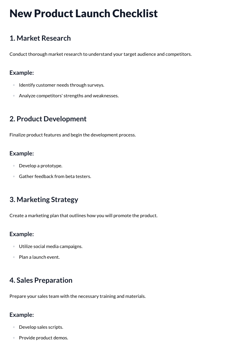 New Product Launch Checklist