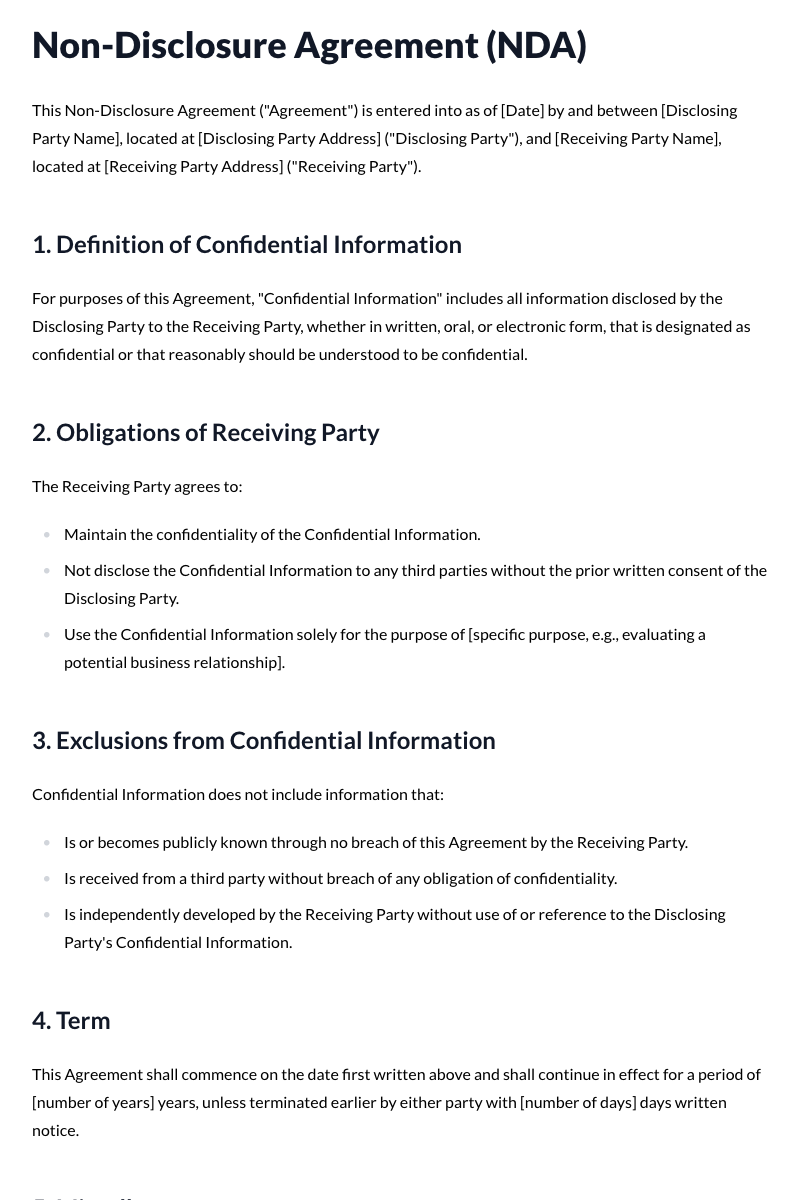 Non-Disclosure Agreement (Contractor)