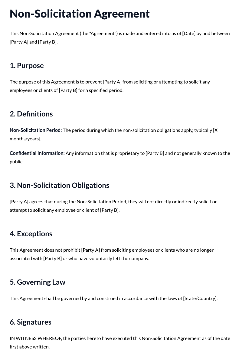 Non-Solicitation Agreement Template