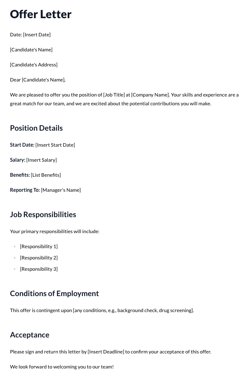 Offer Letter Template