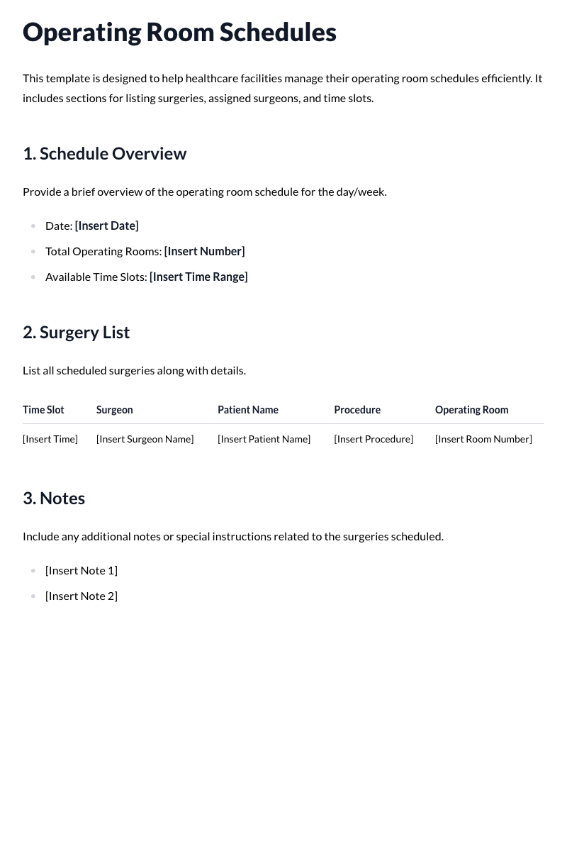 Operating Room Schedules