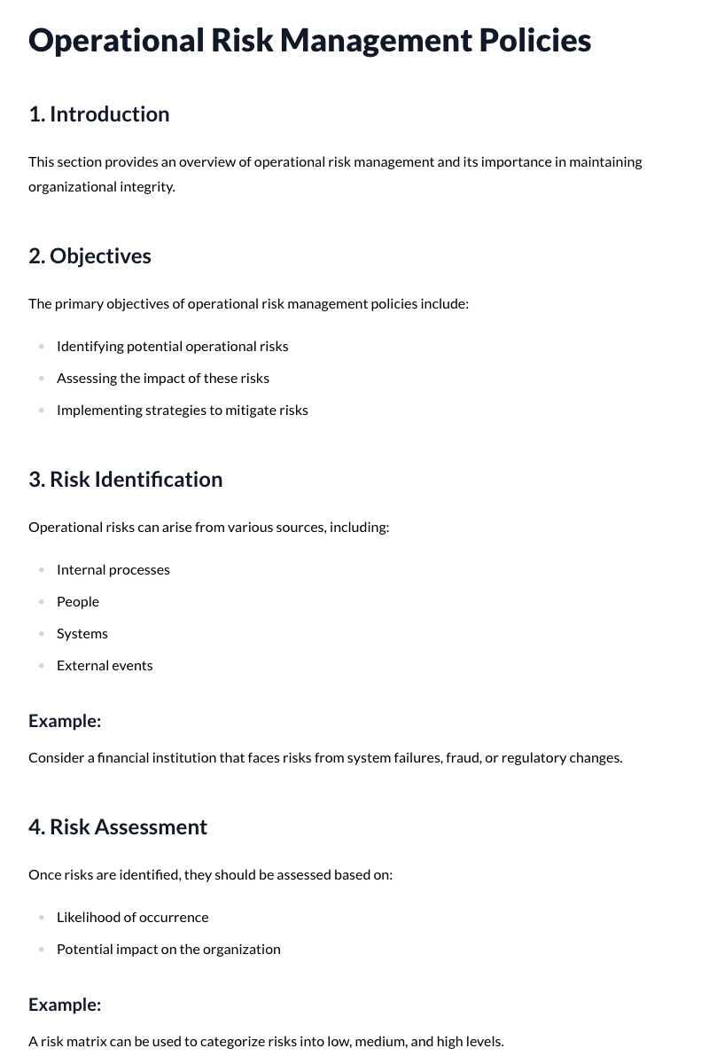 Operational Risk Management Policies
