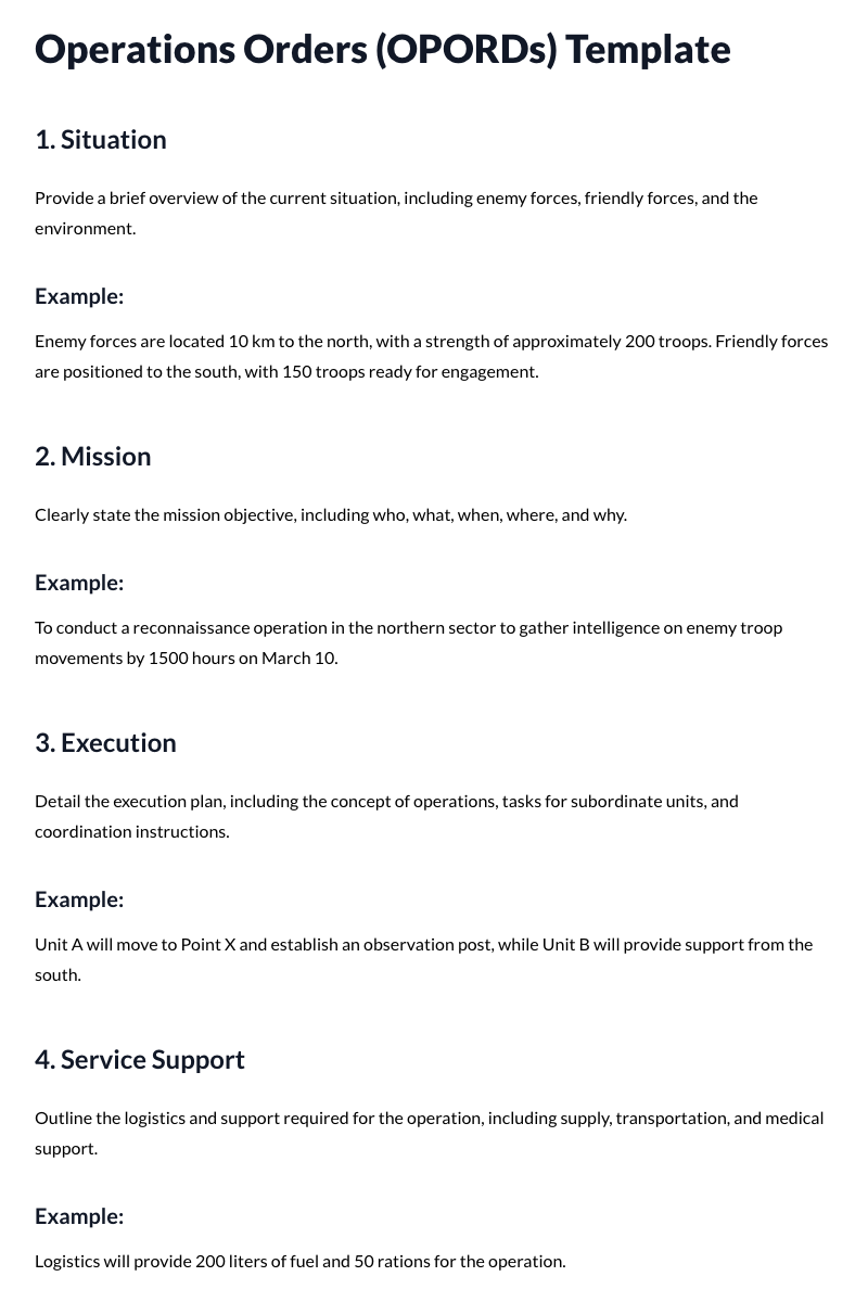 Operations Orders (OPORDs) Template