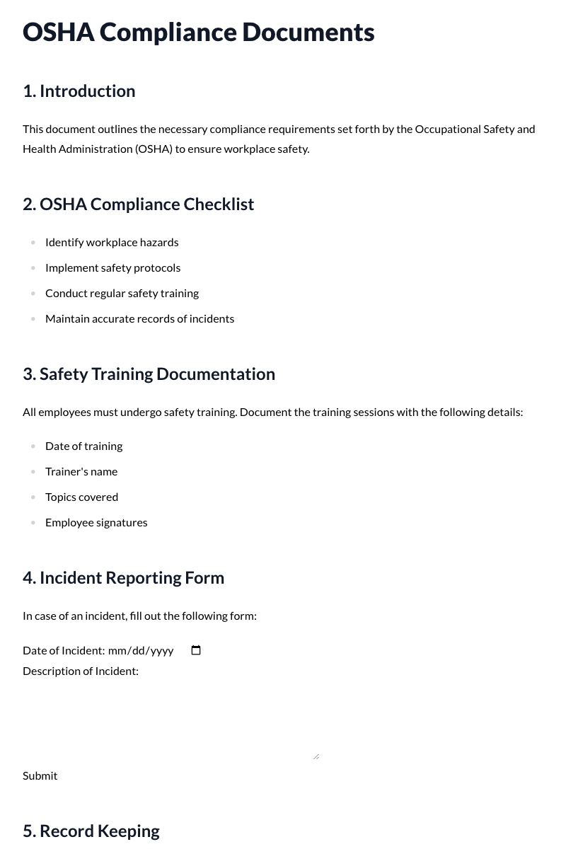 OSHA Compliance Documents