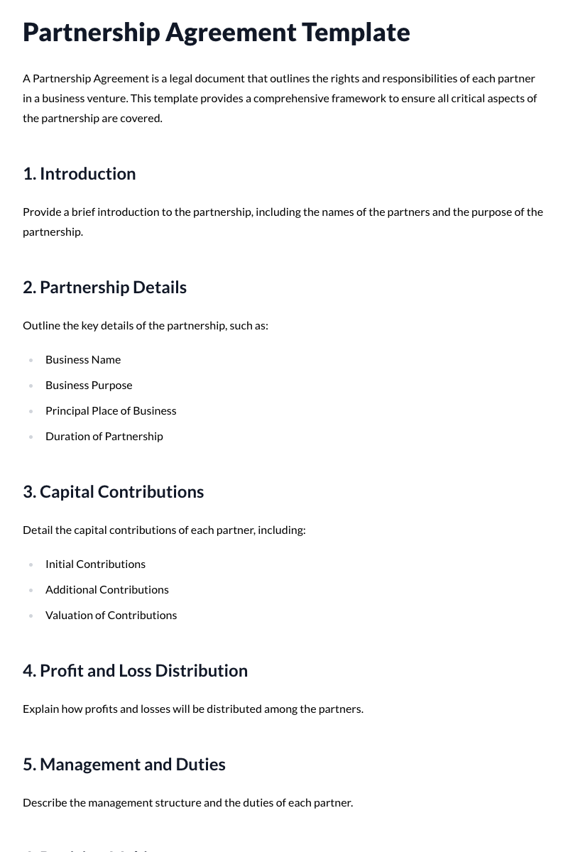Partnership Agreement Template
