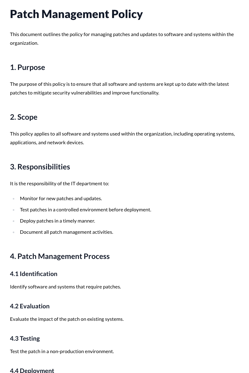 Patch Management Policy Template