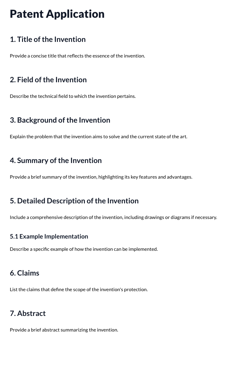 Patent Application Template