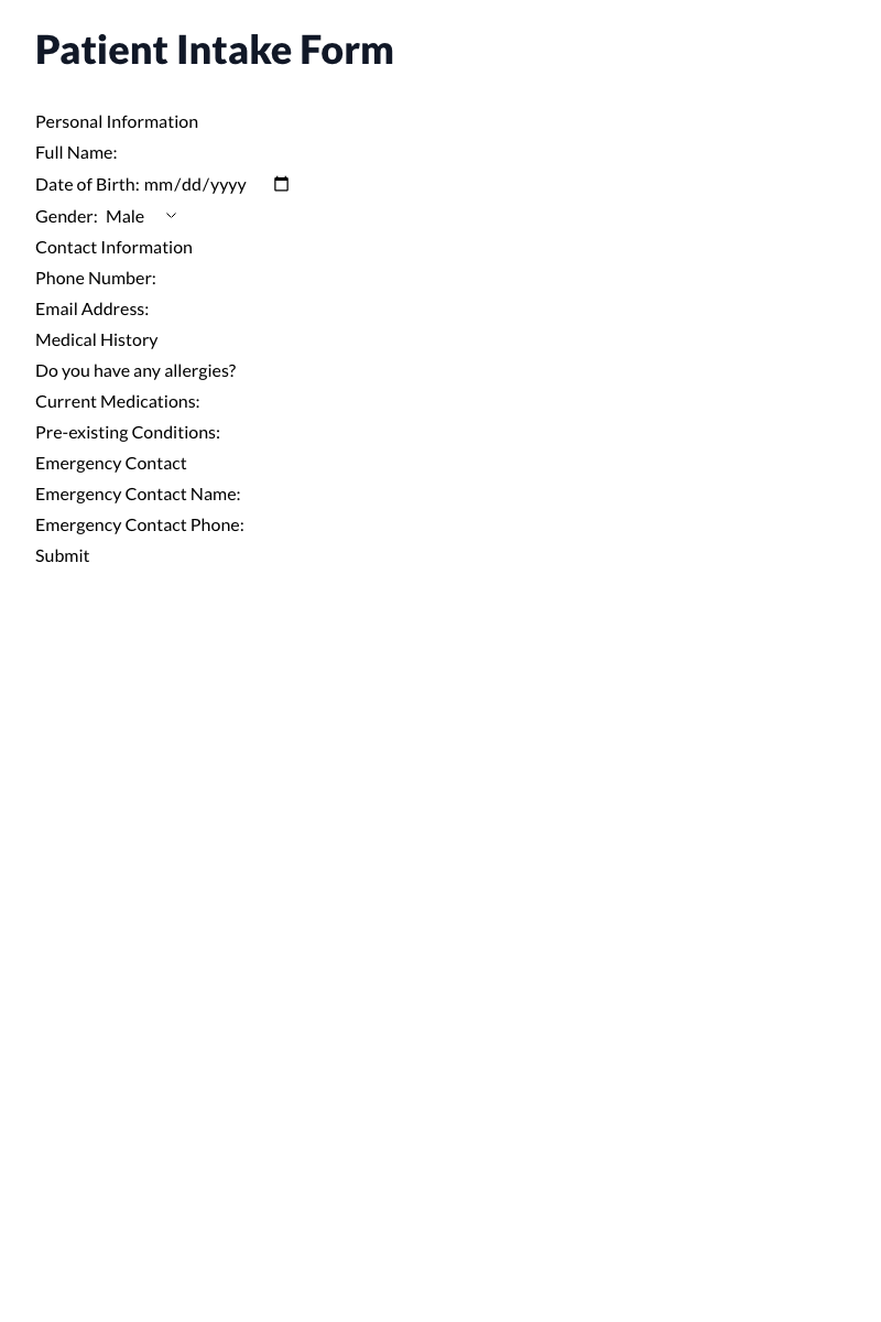 Patient Intake Forms