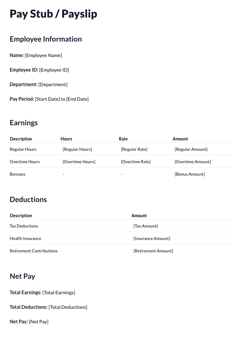 Pay Stubs/Payslips Template