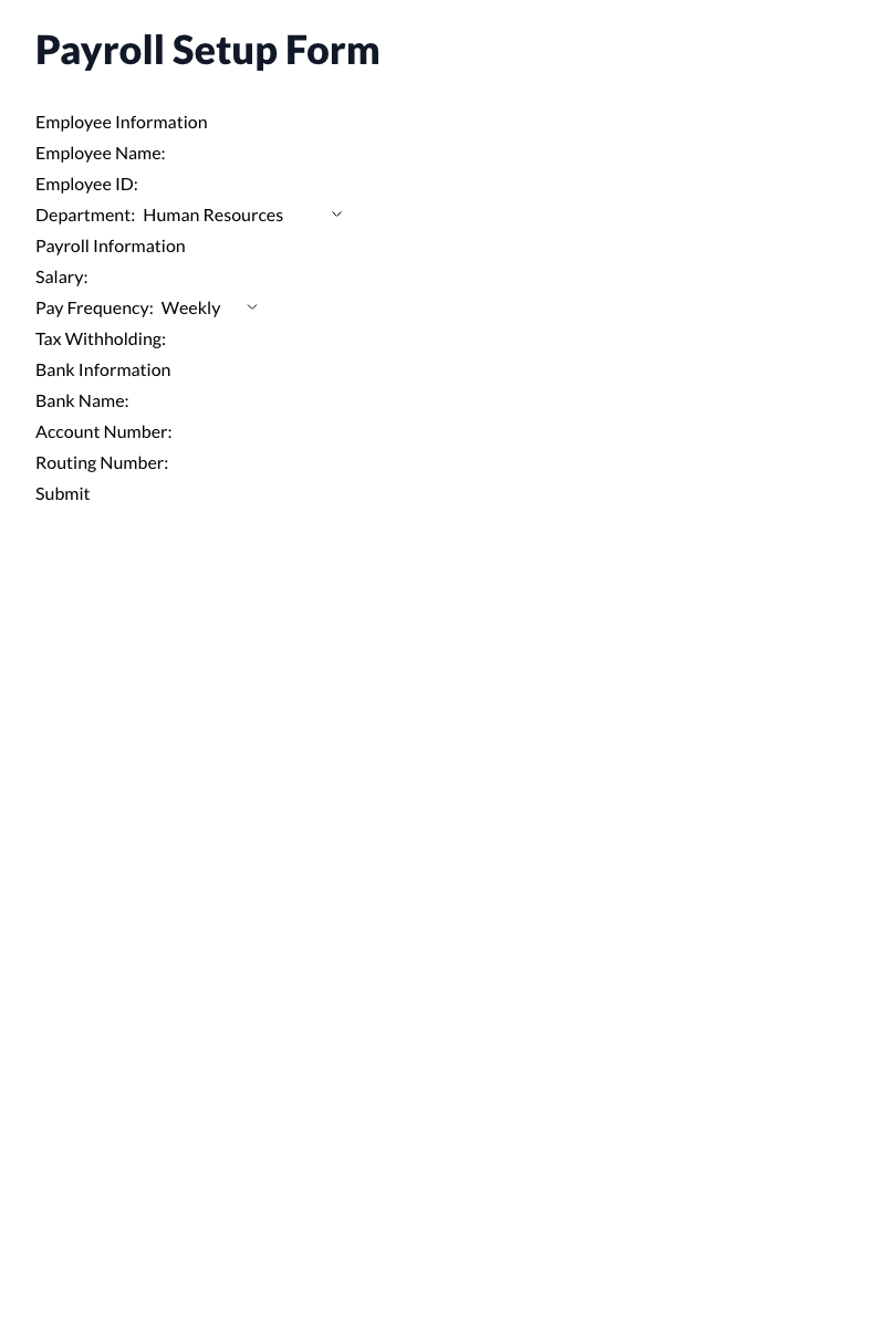 Payroll Setup Form Template