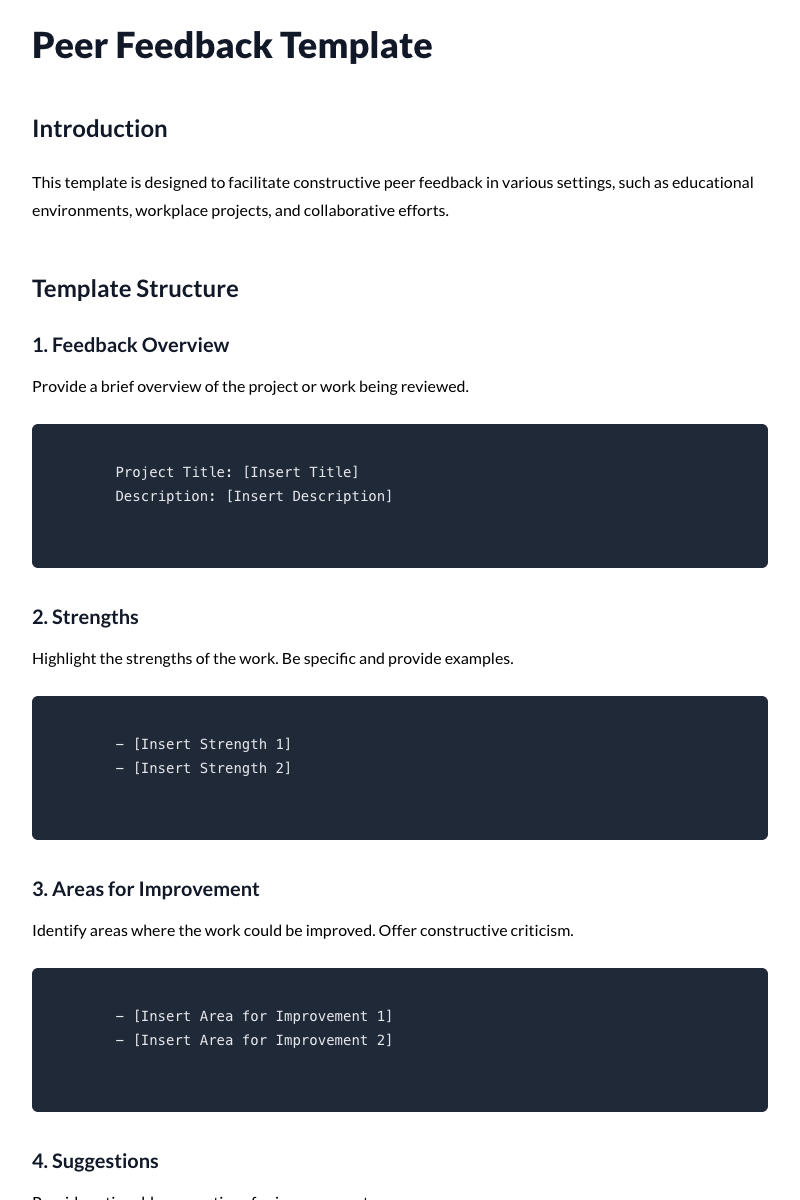 Peer Feedback Templates