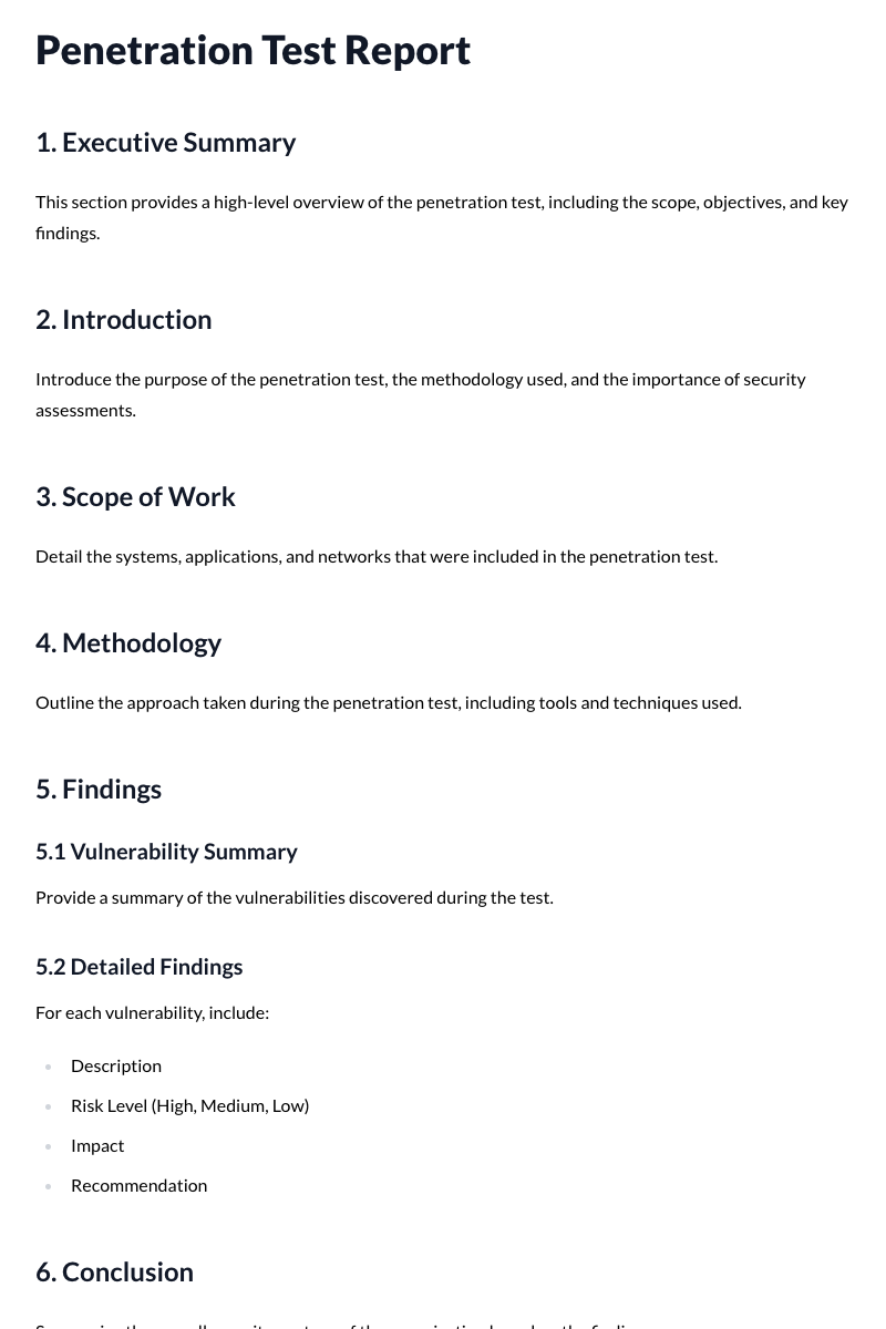 Penetration Test Report Template