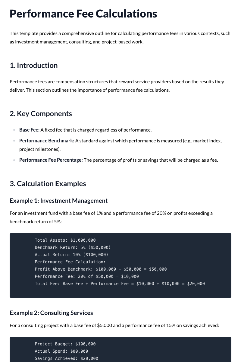 Performance Fee Calculations