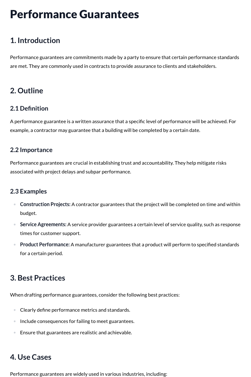 Performance Guarantees Template