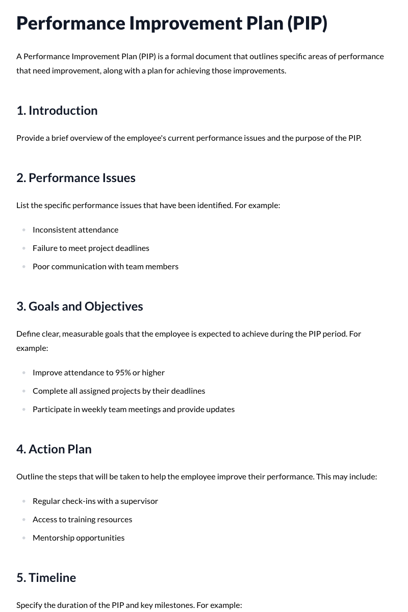 Performance Improvement Plan