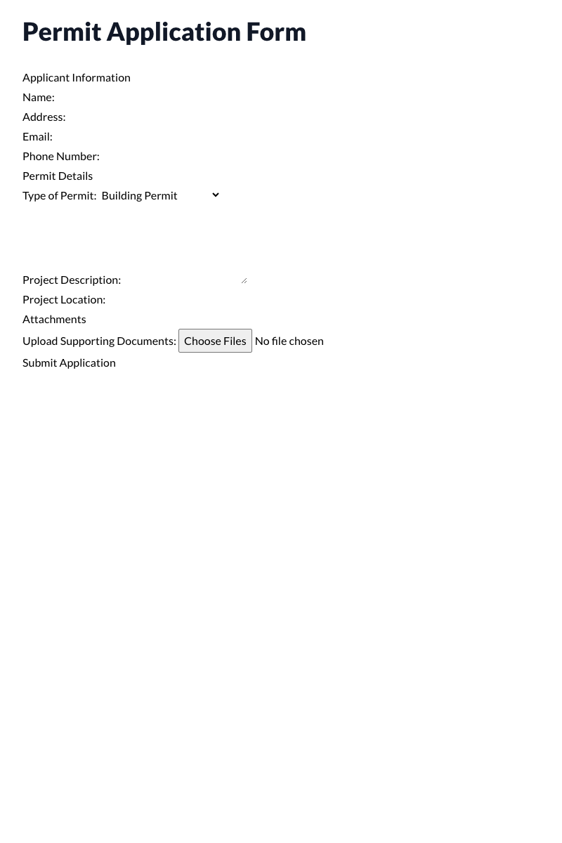 Permit Application Form Template