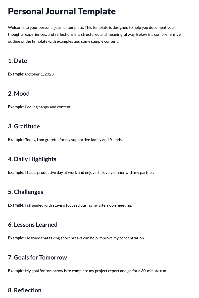Personal Journal Template