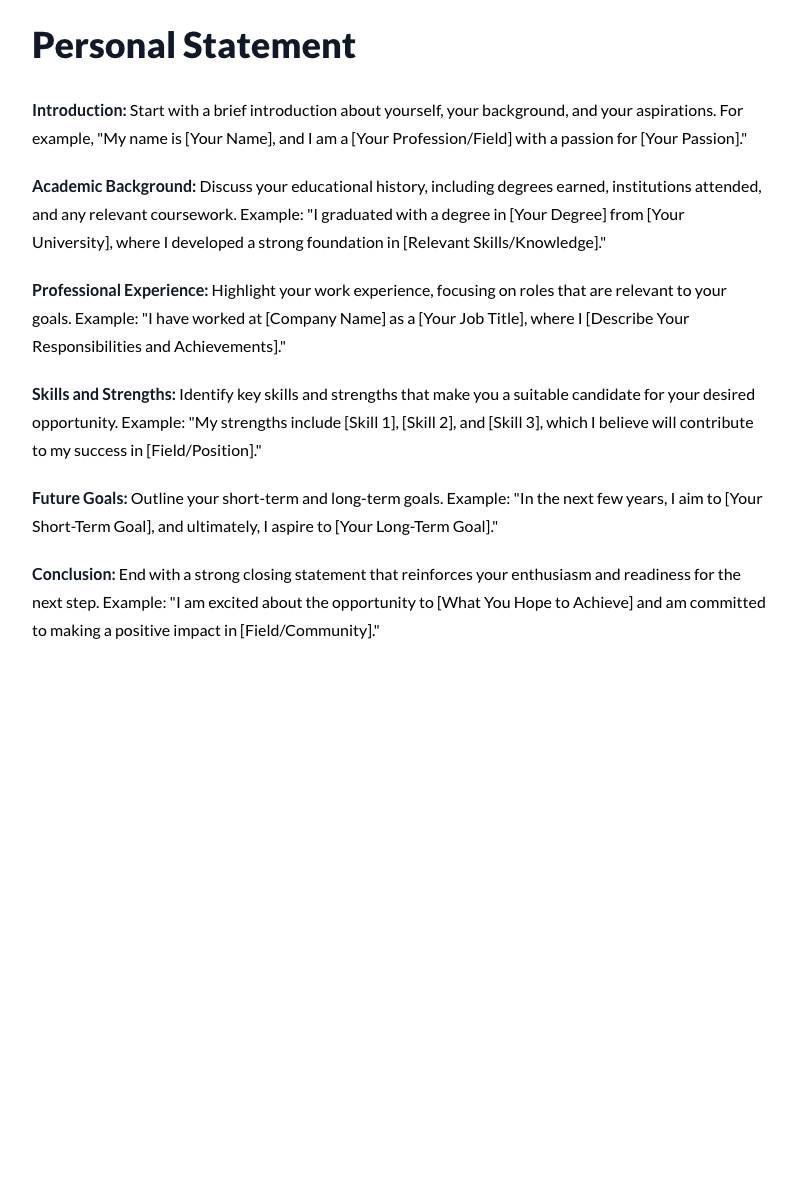 Personal Statement Template
