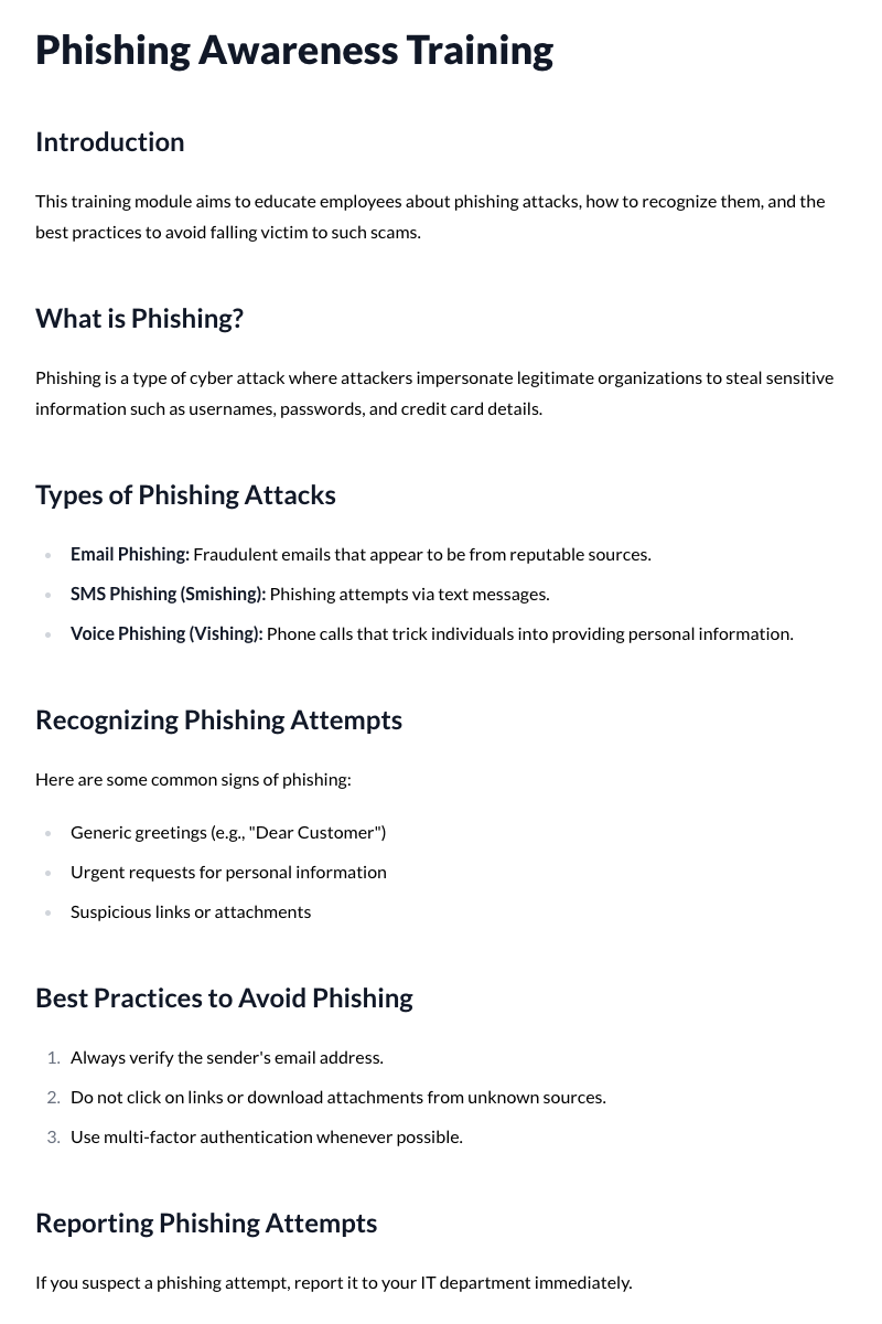 Phishing Awareness Training Template