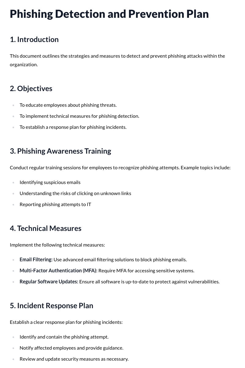 Phishing Detection and Prevention Plan Template