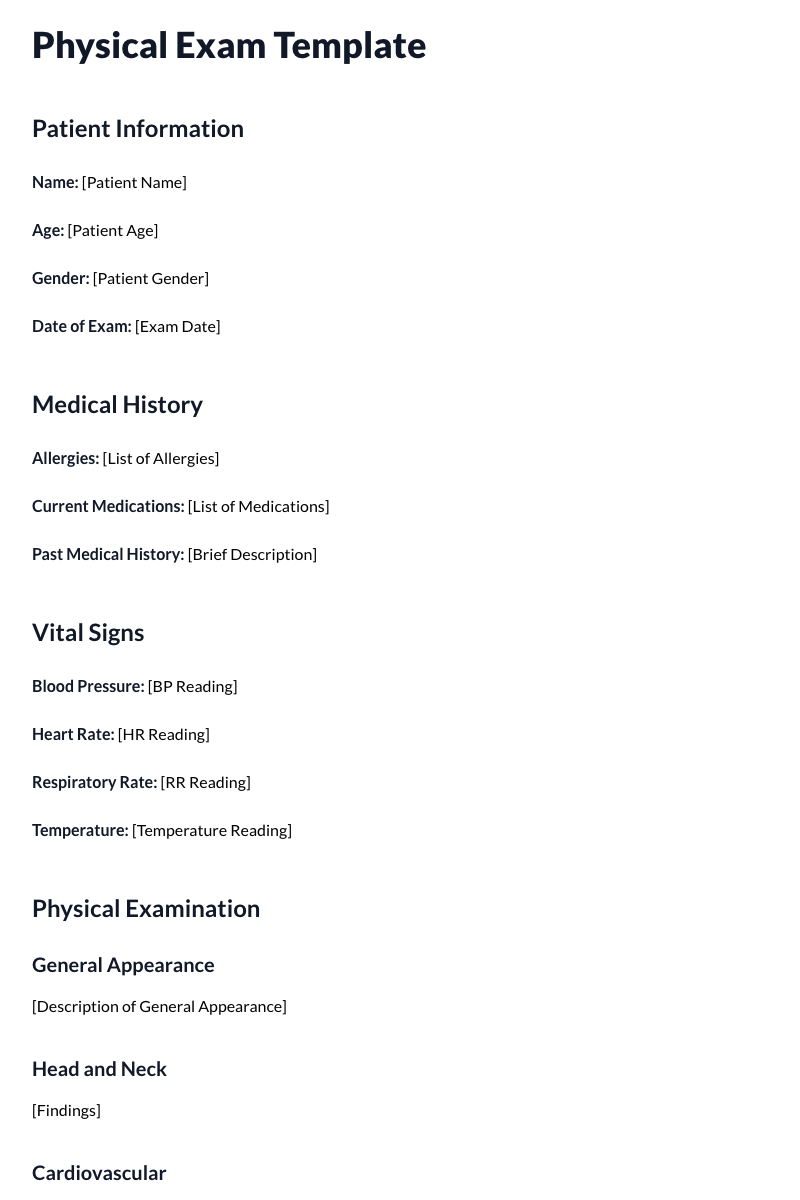 Physical Exam Template