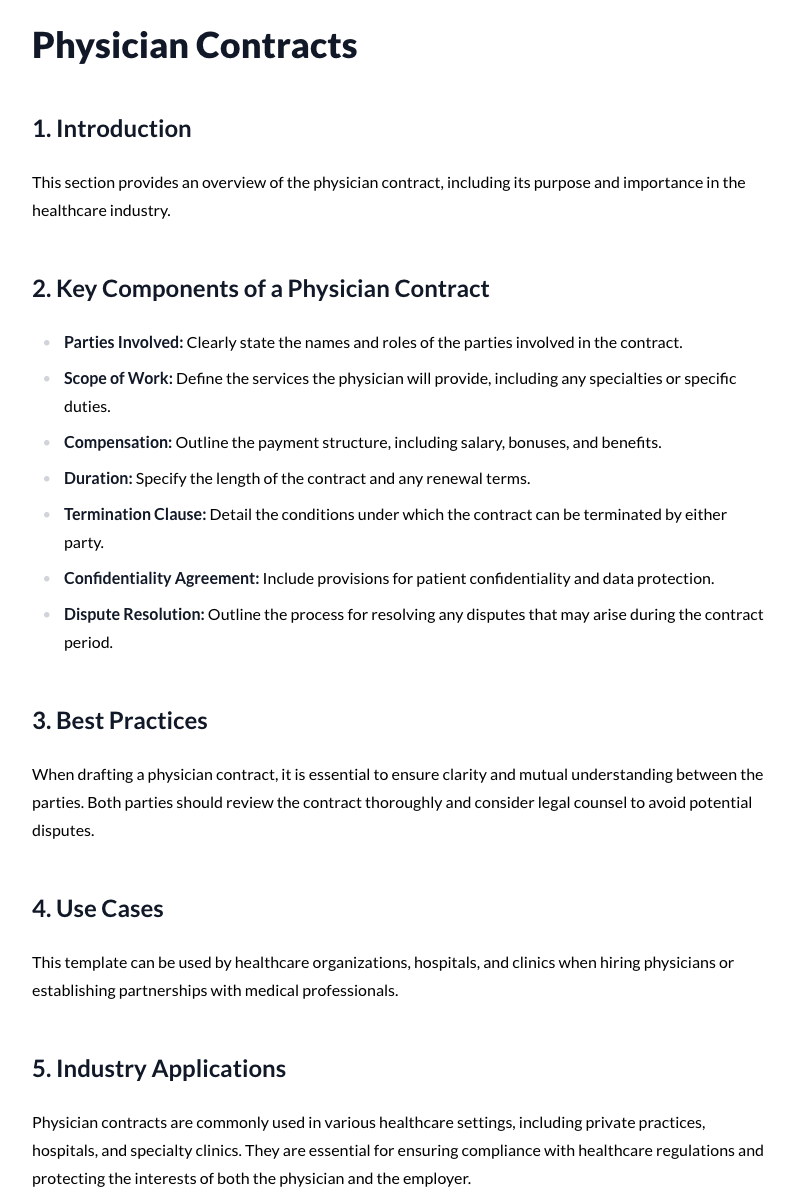 Physician Contracts Template