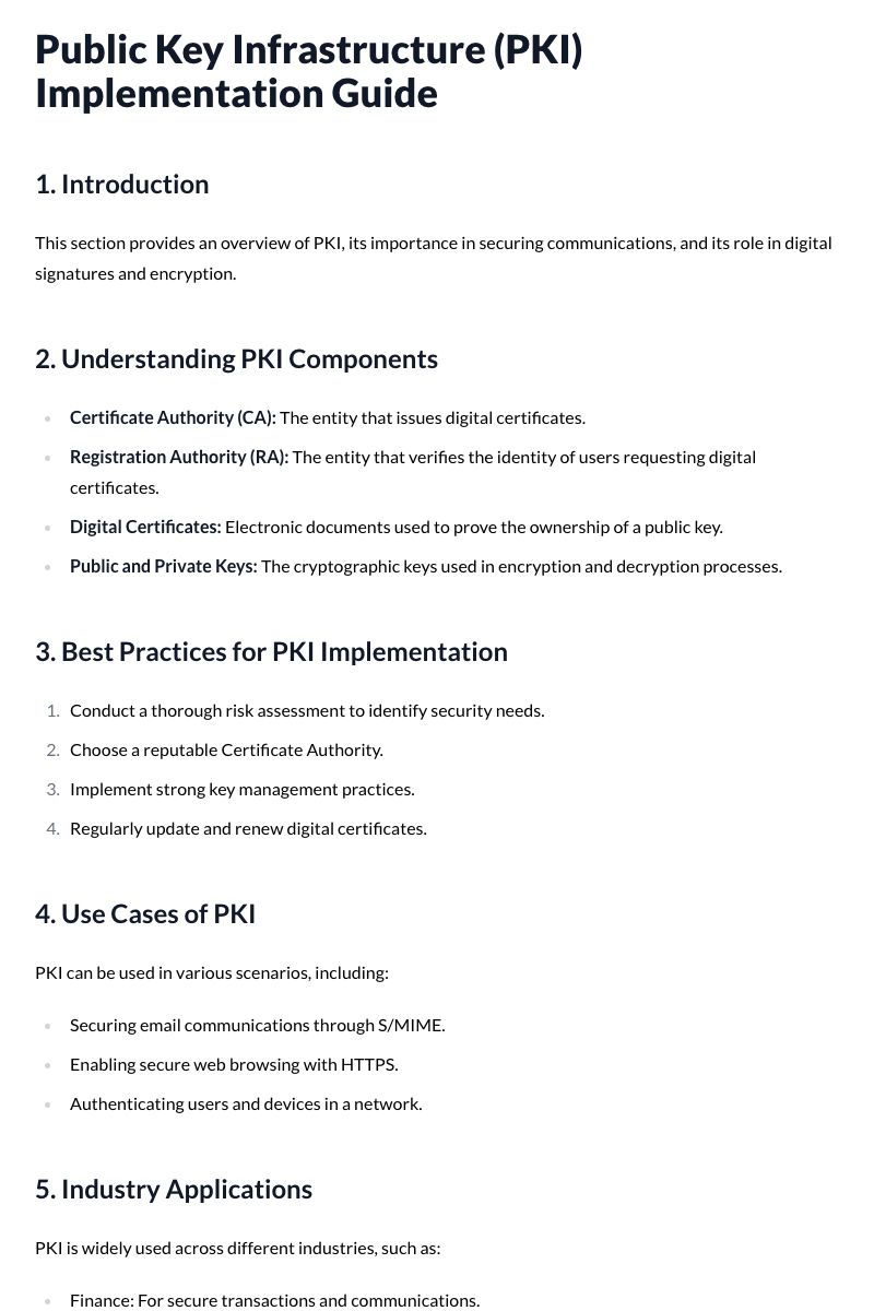 Public Key Infrastructure (PKI) Implementation Guide Template