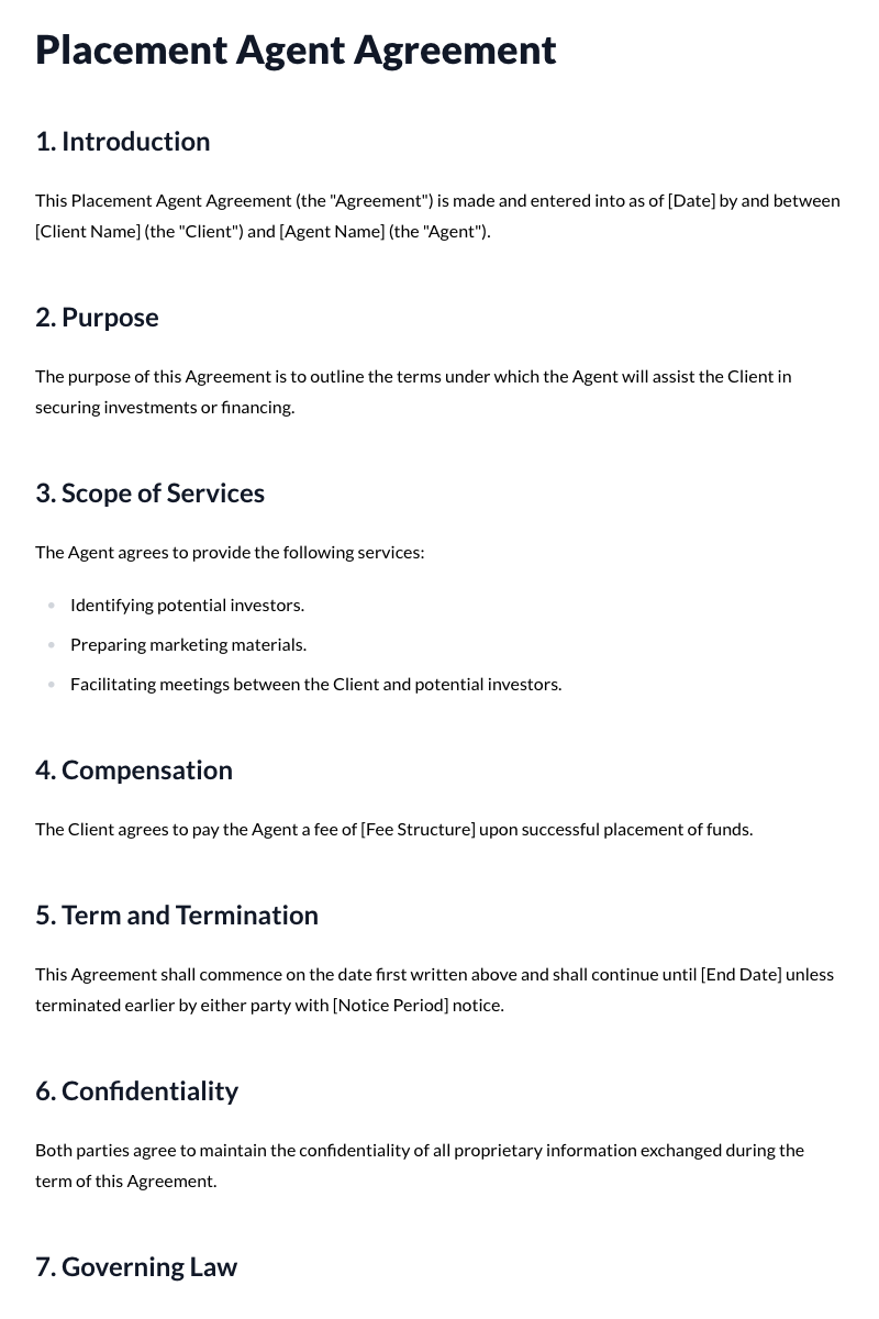 Placement Agent Agreements