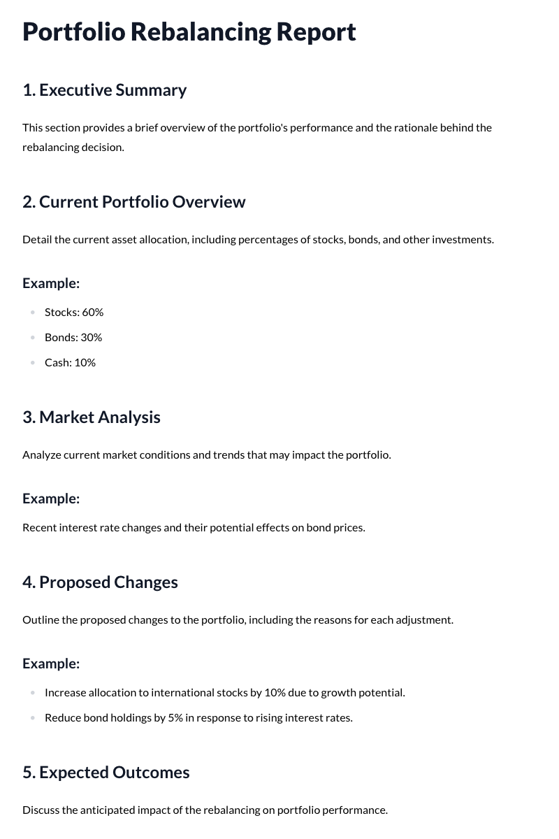Portfolio Rebalancing Reports