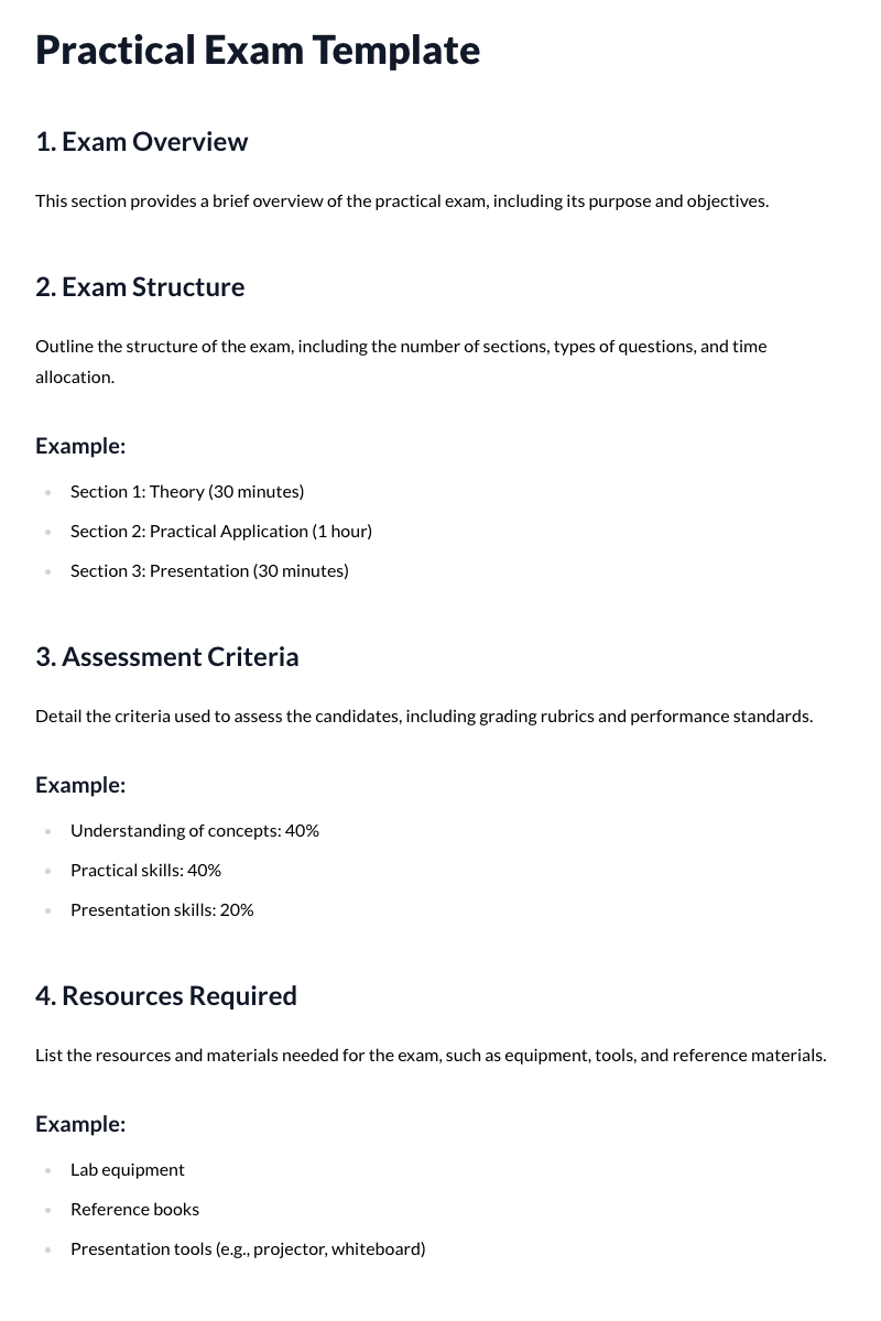 Practical Exam Templates