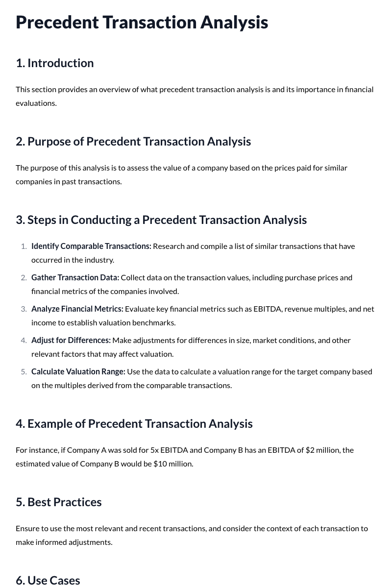 Precedent Transaction Analysis