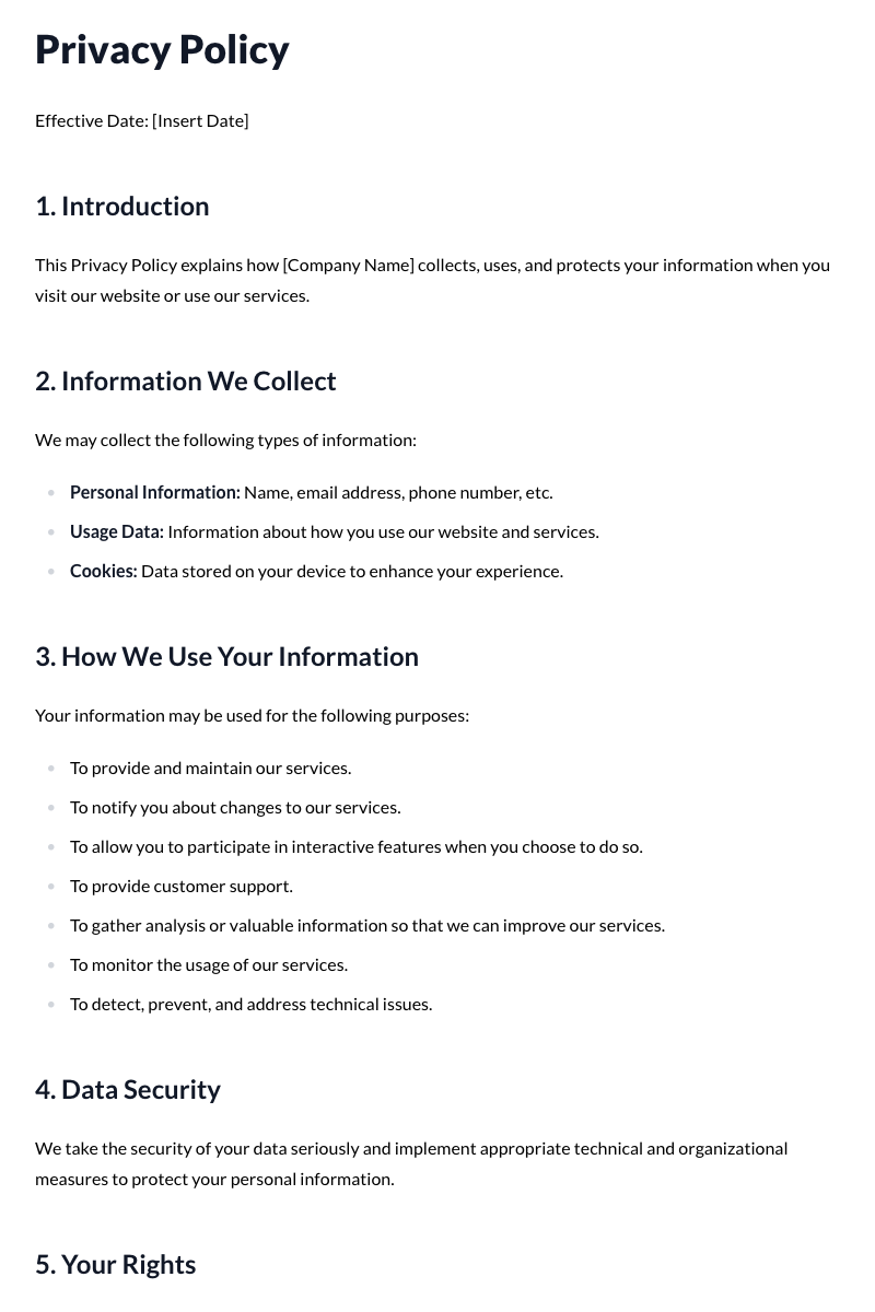 Privacy Policy Template