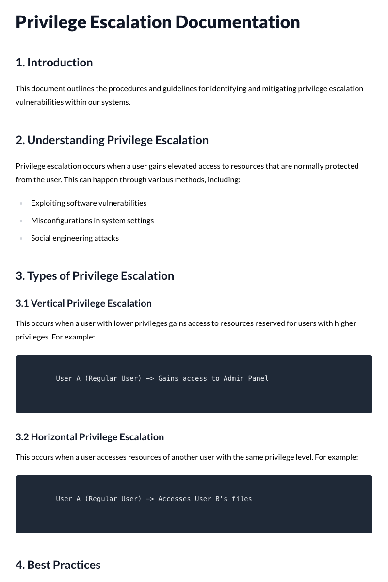 Privilege Escalation Documentation Template