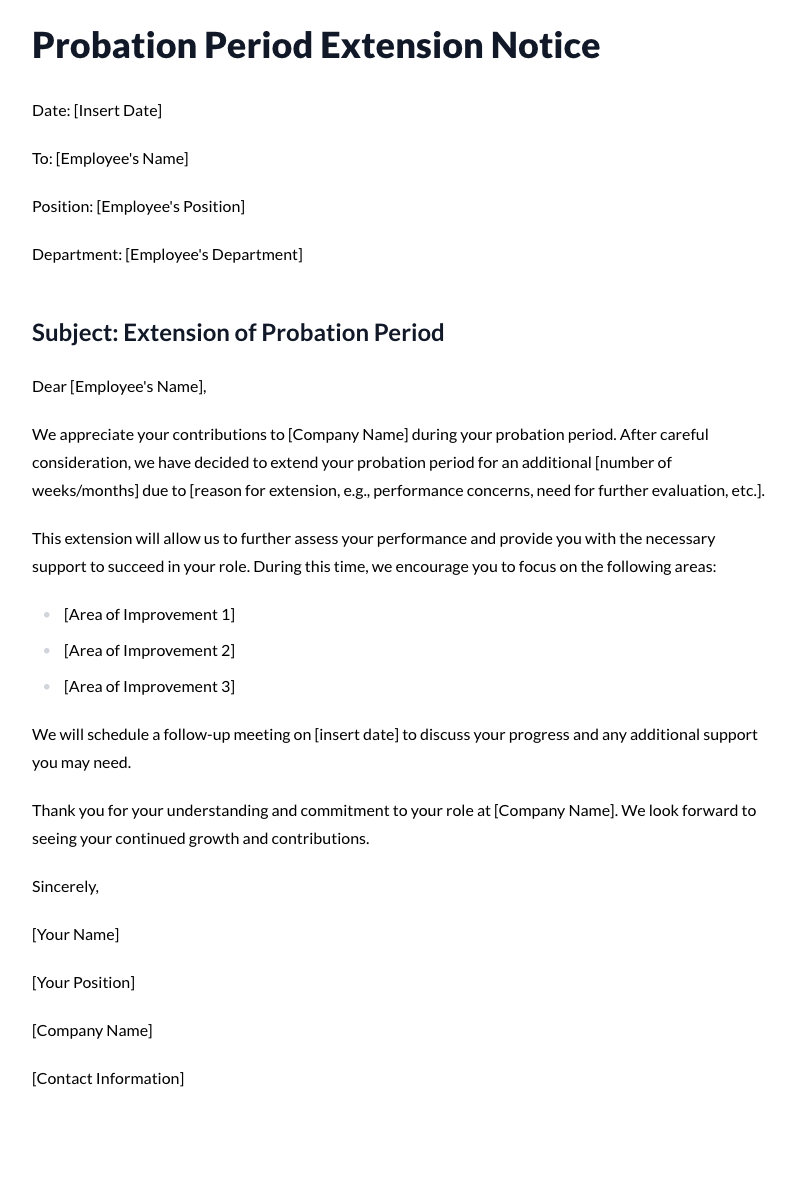 Probation Period Extension Template