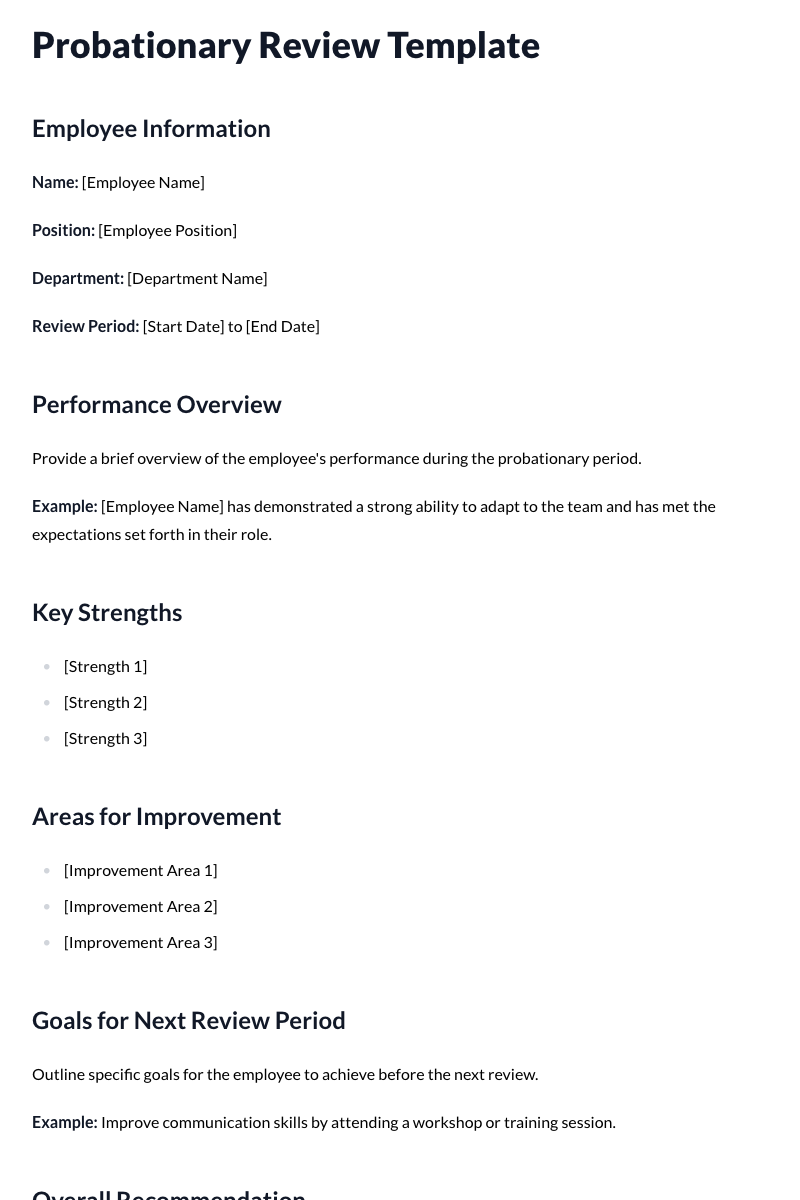 Probationary Review Template (Feedback)
