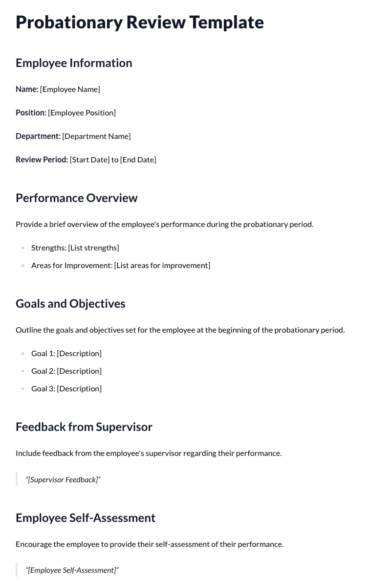 Probationary Review Template (Period Review)